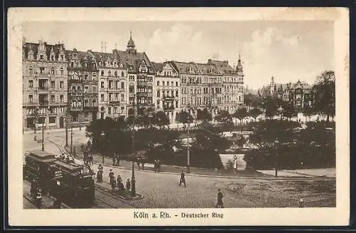 AK Köln-Neustadt, Strassenbahn am Deutschen Ring