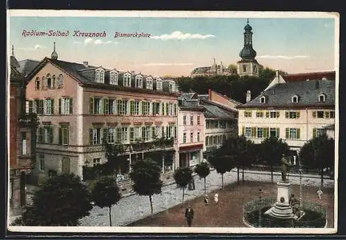 AK Kreuznach, Bismarckplatz mit Denkmal