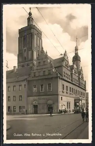 AK Guben, Altes Rathaus und Hauptkirche