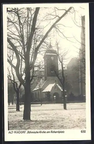 AK Berlin-Neukölln, Rixdorf, Böhmische Kirche am Richardplatz