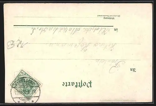 Lithographie Dresden, Neue Post, Hauptbahnhof, Russische Kirche