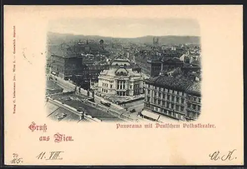 AK Wien VI, Panorama mit dem Deutschen Volkstheater