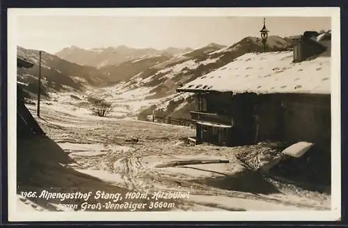 AK Kitzbühel, Alpengasthof Stang gegen Gross-Venediger im Winter