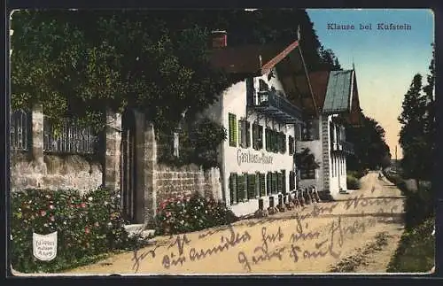 AK Kufstein, Strassenpartie am Gasthaus Klause