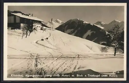 AK Kitzbühel, Alpengasthaus Stang mit Tristkogel im Winter