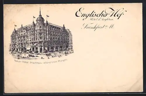 Künstler-AK Frankfurt a. M., Hotel Englischer Hof mit Strasse