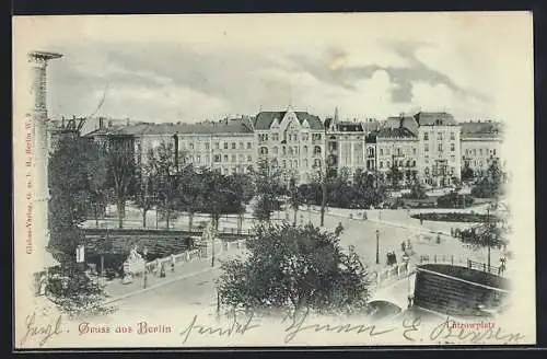 Mondschein-AK Berlin-Tiergarten, Lützowplatz mit Brücke aus der Vogelschau