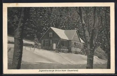 AK Brilon /Sauerland, Jugendherberge Brilon-Wald im Winter