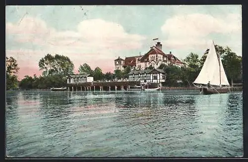 AK Steinhude, Strand-Hotel Steinhude, vom See gesehen