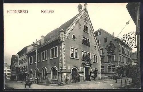 AK Hornberg / Schwarzwald, Gasthaus zum Hirsch und Rathaus