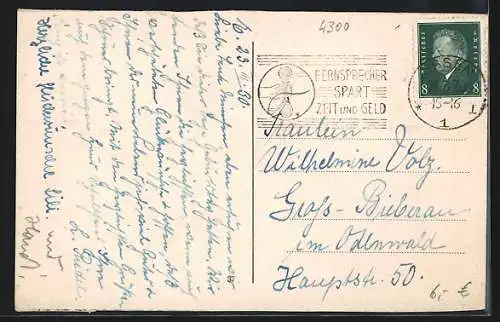 AK Essen, Handelshof mit Umgebung und Strassenbahn