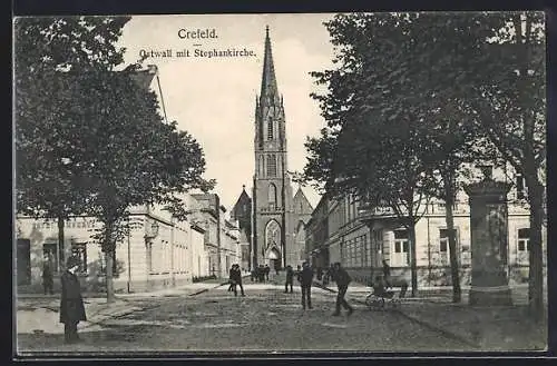 AK Crefeld, Ostwall mit Stephanskirche