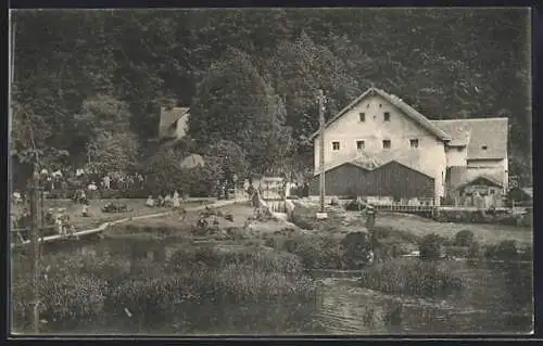 AK Gössweinstein / Fränk. Schweiz, Stempfermühle, Panorama mit Strasse und Gewässer