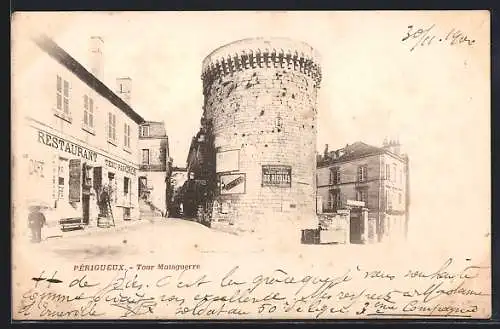 AK Périgueux, Tour Mataguerre et restaurant voisin