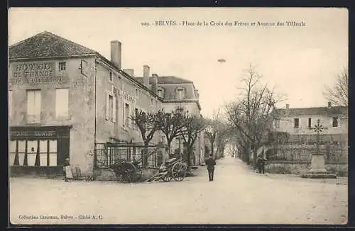 AK Belvès, Place de la Croix des Frères et Avenue des Tilleuls