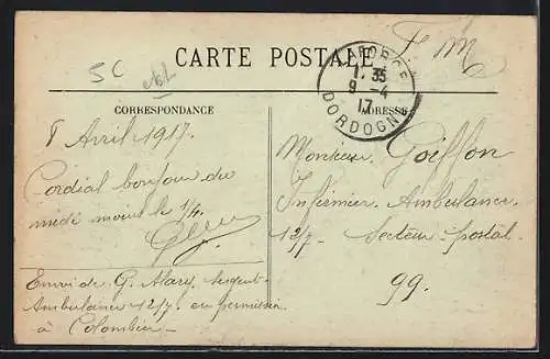 AK Bergerac, Boulevard Maine-Biran avec passants et arbres alignés