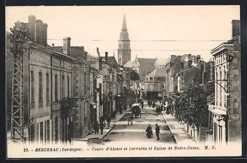 AK Bergerac, Cours d`Alsace et Lorraine et Église de Notre-Dame