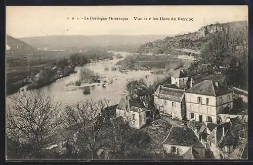 AK Beynac, Vue sur les îlots de la Dordogne pittoresque