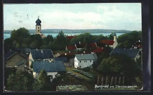 AK Bernried / Starnberger See, Ortspartie mit Kirche