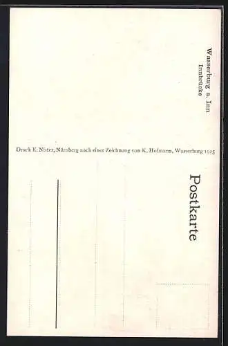 AK Wasserburg / Inn, Holzbrücke über den Inn