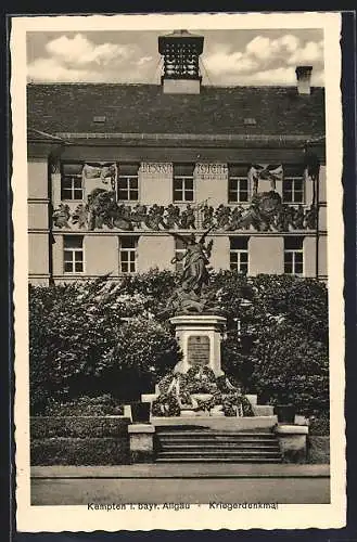 AK Kempten / Allgäu, Blick auf das Kriegerdenkmal