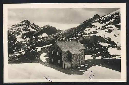 AK Hugo Gerbers-Hütte, Ansicht unter der Kreuzelscharte