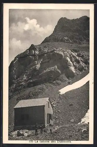 AK La cabane des Diablerets, Bergsteiger an der Berghütte