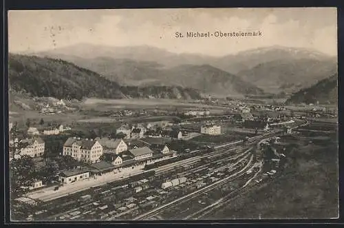 AK St. Michael, Bahnhof mit Ortsansicht