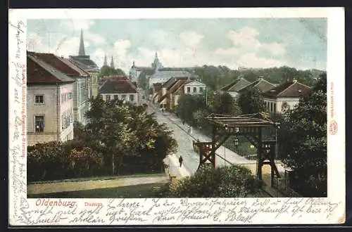 AK Oldenburg / Gr., Ortsansicht mit Damm-Strasse aus der Vogelschau