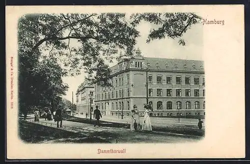 AK Hamburg, Dammthorwall, Strassenpartie mit Promenade