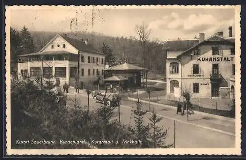 AK Sauerbrunn /Burgenland, Kuranstalt und Trinkhalle