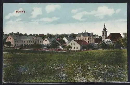 AK Sierning, Partie am Ortsrand mit Kirche