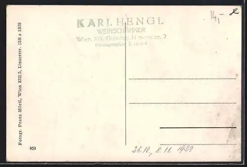 AK Grinzing, Gasthaus Höchster Heuriger Karl Hengl, Endstation 38er, Presstüberl, Innenansicht