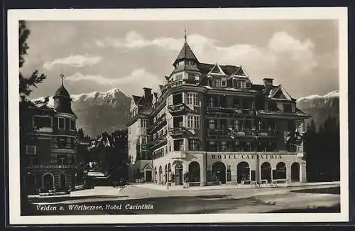 AK Velden a. Wörthersee, Hotel Carinthia mit Bergen