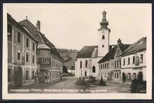 AK Ybbsitz /Niederdonau, Kirchenplatz mit Kriegerdenkmal