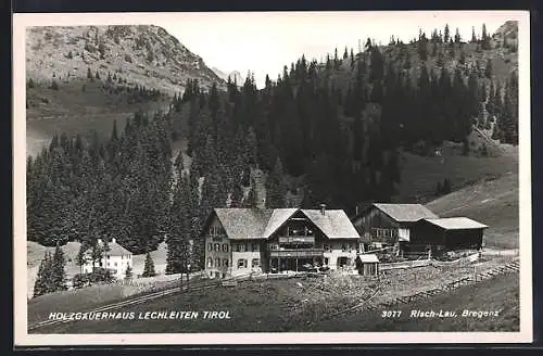 AK Lechleiten /Tirol, Holzgauerhaus und Berge