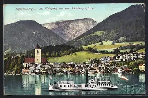 AK St. Wolfgang, Totale mit Schafberg