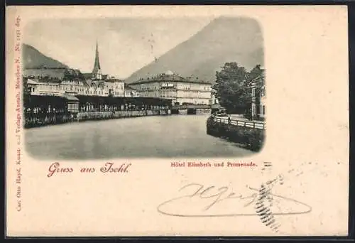 AK Ischl, Hotel Elisabetg und Promenade