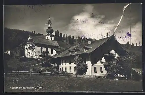 AK Wildschönau, Auffach, Kirche und Gasthof Weissbacher