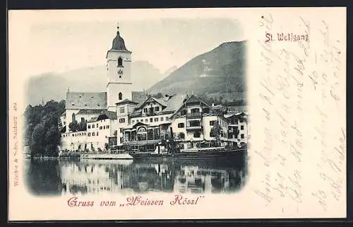 AK St. Wolfgang, Gasthaus zum Weissen Rössl, Uferpartie