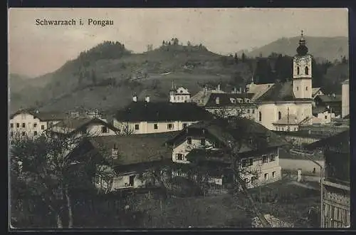 AK Schwarzach i. Pongau, Teilansicht mit der Kirche