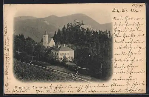 AK Breitenstein /N.-Oe., Klamm bei Semmering, Ortsansicht mit der Burgruine