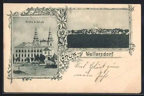 AK Wullersdorf, Kirche & Schule, Totalansicht