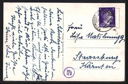 AK Mühlen /Stmk., Ortsansicht übers Feld