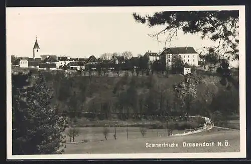 AK Drosendorf /N. Ö., Ortsansicht auf dem Hügel