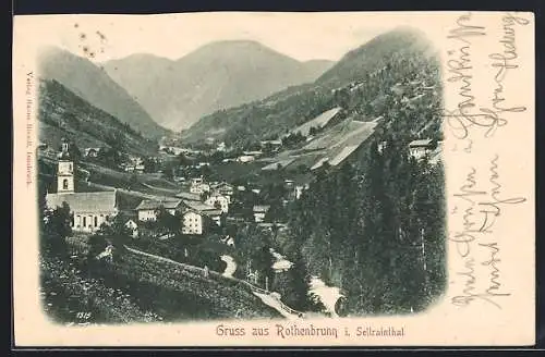 AK Rothenbrunn i. Sellrainthal, Teilansicht mit Kirche