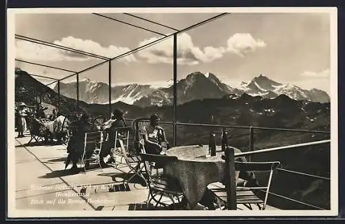 AK Brienz, Brienzer Rothorn, Das Hotel Rothorn-Kulm, Terrasse mit Bergblick