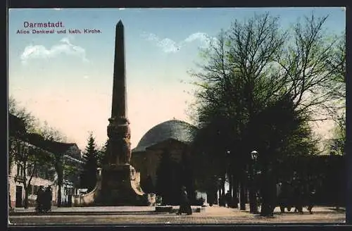 AK Darmstadt, Alice-Denkmal und katholische Kirche