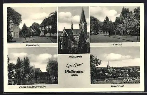 AK Mettingen /Westf., Katholische Kirche, Kirchstrasse, Mühlenteich