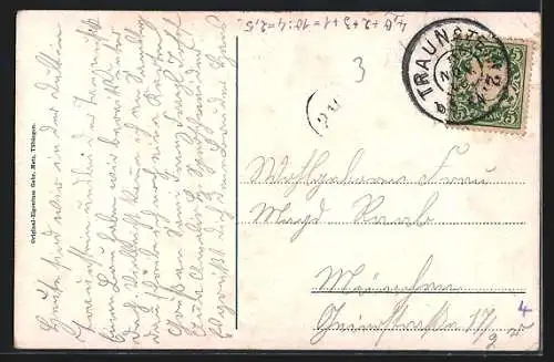 AK Traunstein, Teilansicht mit Bergen